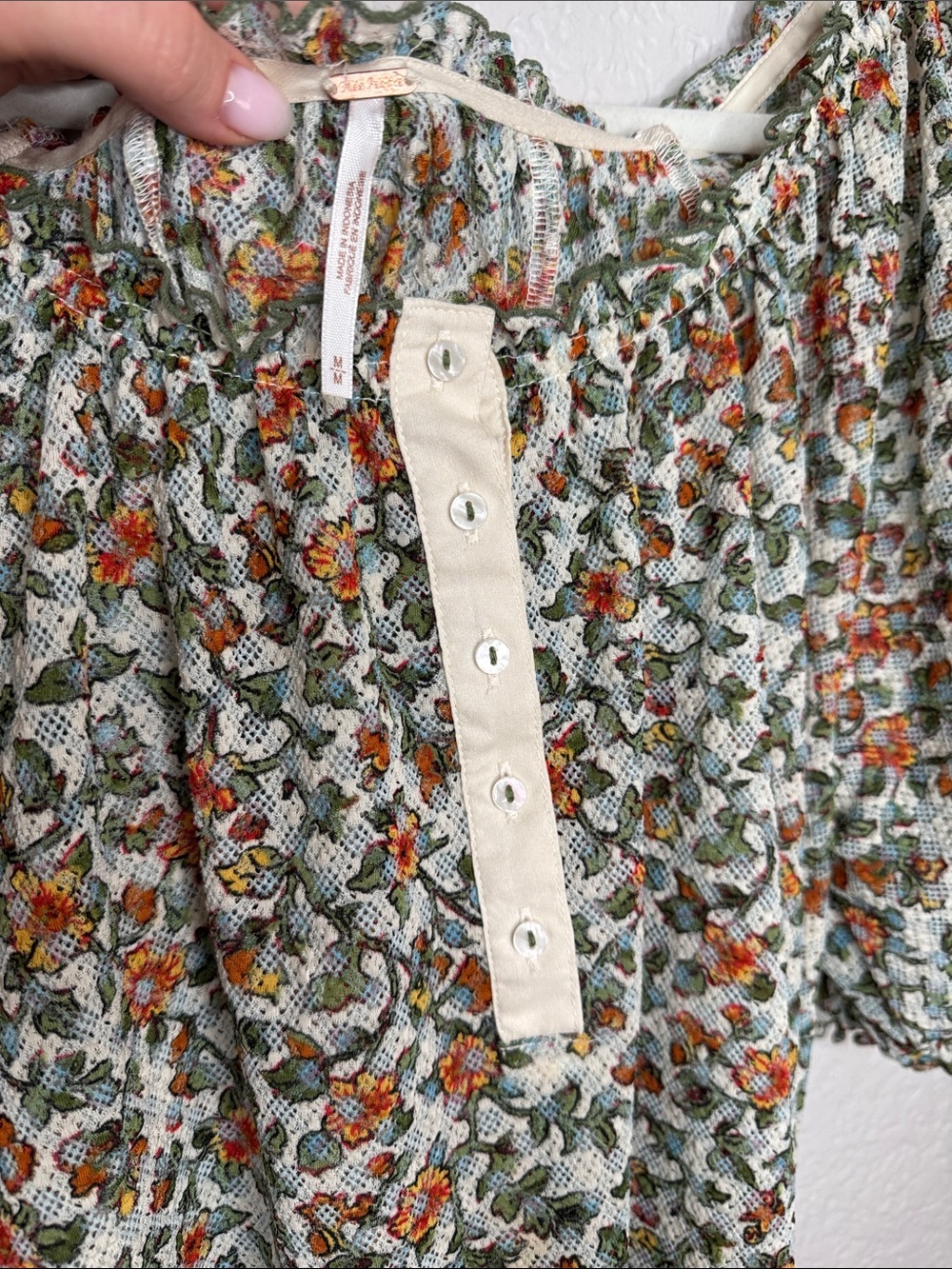 Free People Astra Peasant Top Floral Daisy Medium Summer Lightweight - Picture 3 of 8